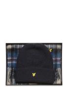 Lambswool Blend Checked Scarf And Beanie Gift Set Accessories Headwear Beanies Navy Lyle & Scott