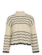 Viovirina High Neck L/S Cable Knit Top Tops Knitwear Jumpers Beige Vila