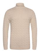 Slhryan Structure Roll Neck Tops Knitwear Turtlenecks Beige Selected Homme