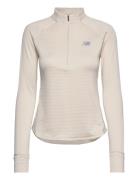 Athletics Heat Grid Half Zip Sport Sweatshirts & Hoodies Fleeces & Midlayers Beige New Balance