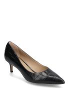 Adrienne Crocodile-Embossed Leather Pump Shoes Heels Pumps Classic Black Lauren Ralph Lauren