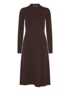 Wool-Blend Long-Sleeve Sweater Dress Knælang Kjole Brown Lauren Ralph Lauren