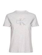 Chenille Monologo Regular Tee Tops T-shirts & Tops Short-sleeved Grey Calvin Klein Jeans