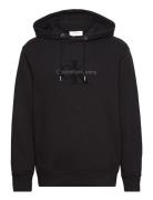 Chenille Monologo Hoodie Tops Sweatshirts & Hoodies Hoodies Black Calvin Klein Jeans