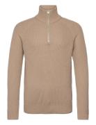 Jjpannel Knit Half Zip Aw24 Tops Knitwear Half Zip Jumpers Beige Jack & J S