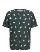 Jjxmas Merry Aop Tee Ss Crew Neck Tops T-Kortærmet Skjorte Green Jack & J S