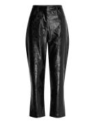 Emmett Pu Tapered Trouser Bottoms Trousers Leather Leggings-Bukser Black French Connection