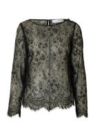 Slfdaphne Ls Lace Top Tops T-shirts & Tops Long-sleeved Black Selected Femme