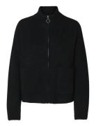 Slfsia Ras Ls Knit Zipper Cardigan Noos Tops Knitwear Cardigans Black Selected Femme