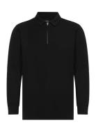 Clean Formal Polo L/S Tops Knitwear Long Sleeve Knitted Polos Black Clean Cut Copenhagen