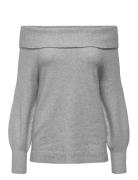 Onljeanett Life L/S Off Shoulder Cc Knt Tops Knitwear Jumpers Grey ONLY