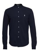 Featherweight Mesh-Ls Fb Mandarin C Tops Shirts Casual Navy Polo Ralph Lauren