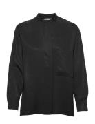 Airy Shirt Black Lyocell Tops Blouses Long-sleeved Black A Part Of The Art