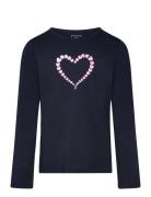 Printed Longsleeve Tops T-shirts Long-sleeved T-Skjorte Navy Tom Tailor