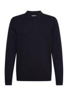 Jjfred Knit Ls Polo Aw24 Tops Knitwear Long Sleeve Knitted Polos Navy Jack & J S