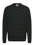 Wwtya Striped Over D Jumper Tops Knitwear Round Necks Khaki Green Double A By Wood Wood