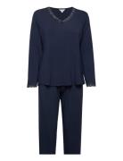 Bamboo Long Sleeve Pyjamas With Lac Pyjamas Nattøj Navy Lady Avenue