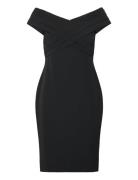 Crepe Off-The-Shoulder Cocktail Dress Kort Kjole Black Lauren Ralph Lauren