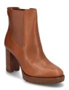 Layne Leather Bootie Shoes Boots Ankle Boots Ankle Boots With Heel Brown Lauren Ralph Lauren