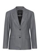 Fiorella Pin Stripe Blazer Blazers Single Breasted Blazers Grey French Connection