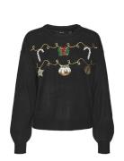 Vmnewgarland Ls O-Neck Pull. Xmas Tops Knitwear Jumpers Black Vero Moda