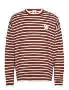 Wwtya Striped Over D Jumper Tops Knitwear Round Necks Brown Double A By Wood Wood