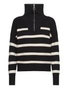 Vmsaba Stripe Ls Highneck Blouse Ga Noos Tops Knitwear Turtleneck Black Vero Moda