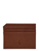 Pebbled Leather Card Case Accessories Wallets Cardholder Brown Polo Ralph Lauren