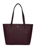 Crosshatch Leather-Karly Shpper-Tte Bags Totes Burgundy Lauren Ralph Lauren