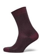 Pernille Glitter Socks Lingerie Socks Regular Socks Burgundy Mp Denmark