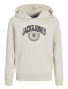 Jjkam Varsity Branding Sweat Hood Jnr Tops Sweatshirts & Hoodies Hoodies Beige Jack & J S