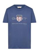 Archive Shield Ss T-Shirt Tops T-Kortærmet Skjorte Blue GANT