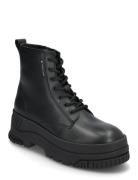 Tjw Lace Up Flatform Boot Shoes Boots Ankle Boots Ankle Boots Flat Heel Black Tommy Hilfiger