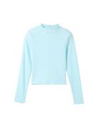 Cropped Rib Longsleeve Tops T-shirts Long-sleeved T-Skjorte Blue Tom Tailor