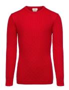 Merino Classic Pointelle Blouse Tops Knitwear Pullovers Red Copenhagen Colors