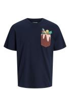 Jjxmas Pocket Tee Ss Crew Neck Jnr Tops T-Kortærmet Skjorte Navy Jack & J S