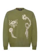 Garment Dyed Artwork Sweatshirt Tops Sweatshirts & Hoodies Sweatshirts Green Scotch & Soda