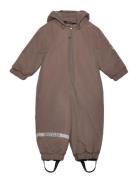 Snow Suit Solid Outerwear Coveralls Snow-ski Coveralls & Sets Brown Mikk-line