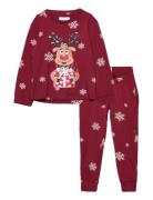 Rudolph’s Cute Pyjamas Red Kids Pyjamassæt Multi/patterned Christmas Sweats