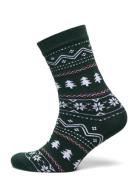 The Fine Snowflake Socks Lingerie Socks Regular Socks Khaki Green Christmas Sweats