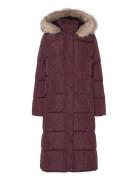 Faux-Fur-Trim Hooded Down Coat Foret Jakke Burgundy Lauren Ralph Lauren