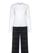 L/S Tee & Pant Sleep Set Pyjamas Nattøj White Calvin Klein