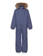 Coverall W. Fake Fur Outerwear Coveralls Snow-ski Coveralls & Sets Blue Color Kids