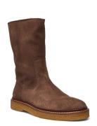 Boots - Flat Shoes Boots Ankle Boots Ankle Boots Flat Heel Brown ANGULUS