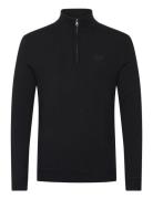 Essential Emb Knit Half Zip Tops Knitwear Half Zip Jumpers Black Superdry