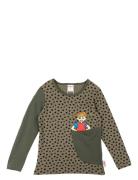 Speckled Shirt Tops T-shirts Long-sleeved T-Skjorte Khaki Green Pippi Langstrømpe