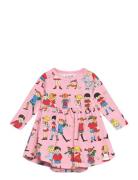 Pippi And Friends Bodydress Dresses & Skirts Dresses Baby Dresses Long-sleeved Baby Dresses Pink Pippi Langstrømpe