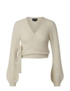 Cecilia Alpaca Blend Wrap Sweater Tops Knitwear Cardigans Cream Lexington Clothing