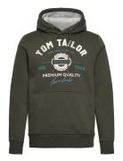 Hoodie With Print Tops Sweatshirts & Hoodies Hoodies Khaki Green Tom Tailor