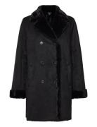 Double-Breasted Faux-Suede Coat Læderjakke Skindjakke Black Lauren Ralph Lauren